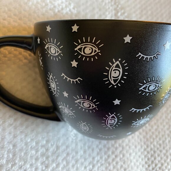 Stay Wild Moon Child Third Eye Black and White Wide 18oz Cappuccino Coffee Mug - Picture 2 of 9